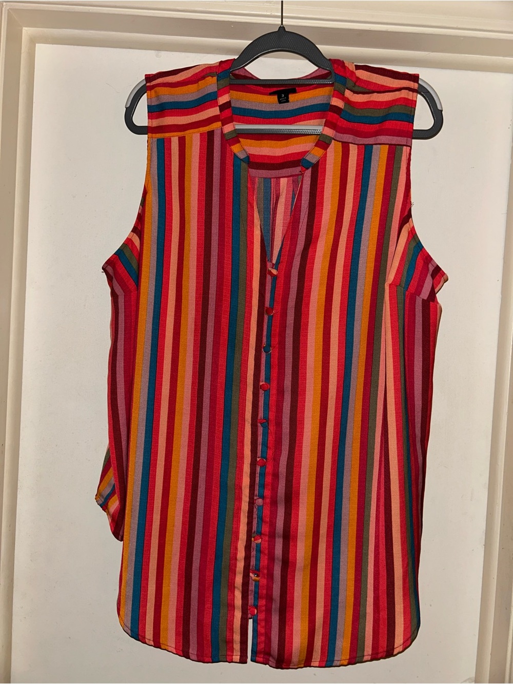 Torrid Multicolor Vertical Stripe Sleeveless Button-Front Top